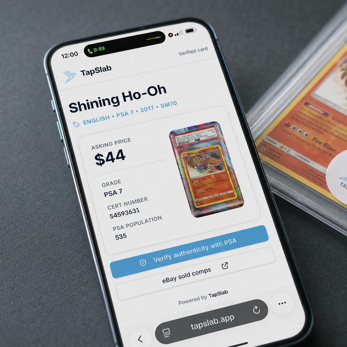 Buyer tapping their phone on a card slab